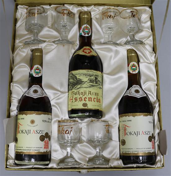 A cased Tokaji set